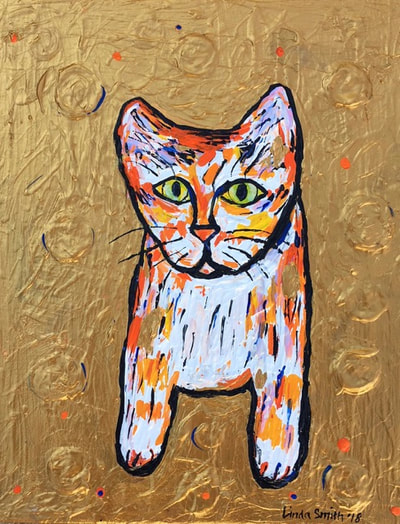 Cat /Gold 1(2018)
acrylic on canvas 14" X 11"
