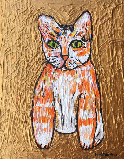 Cat Gold 2(2018
acrylic on canvas
14" X 11"