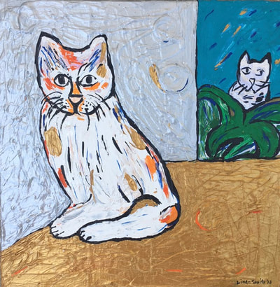 Cats Indoor & Out(2018)
acrylic on canvas 
12" X 12"